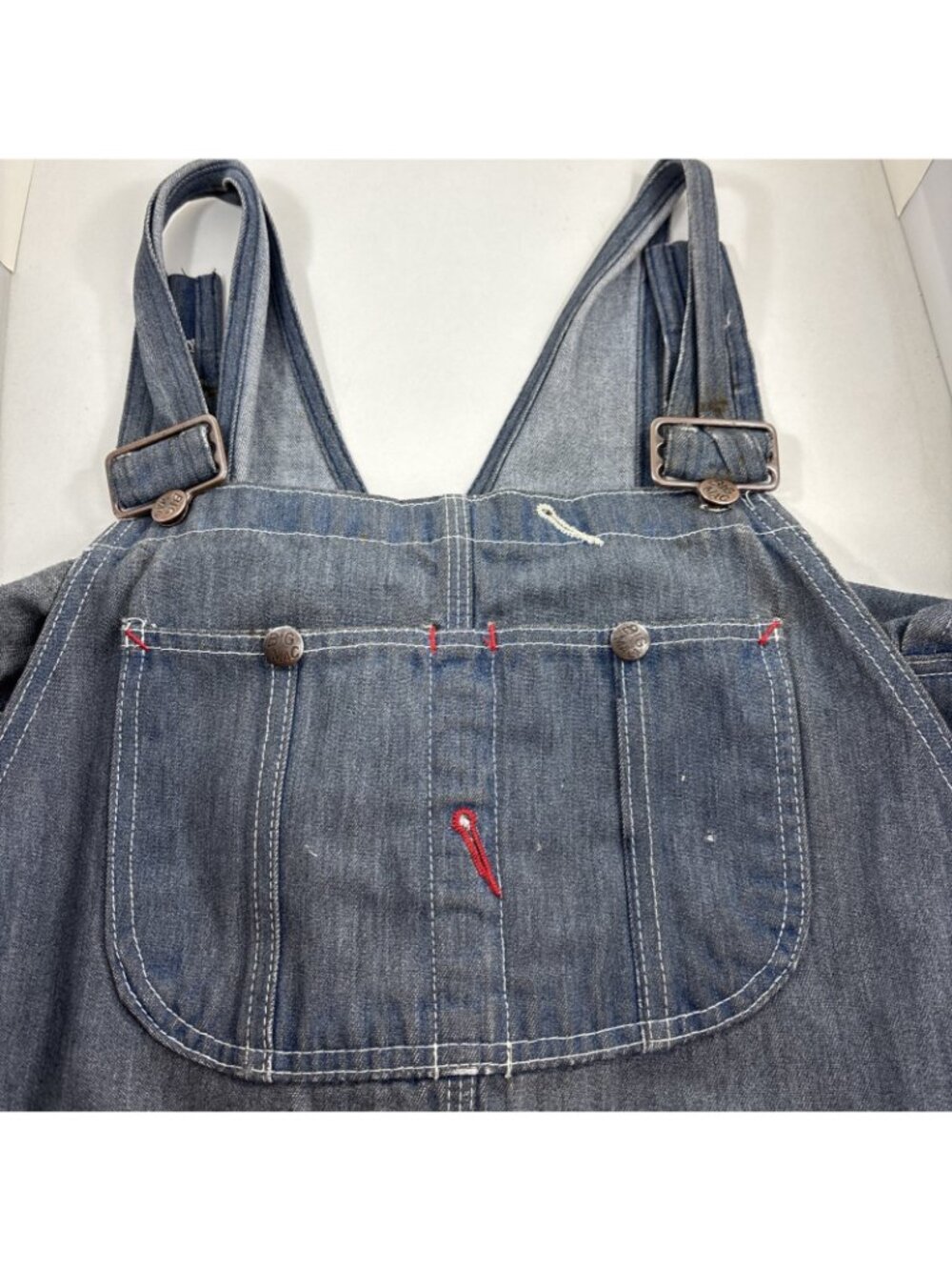 Vintage Big Mac Denim Overalls JC Penney Square Back Gray Blue Cotton Grunge - Picture 10 of 10